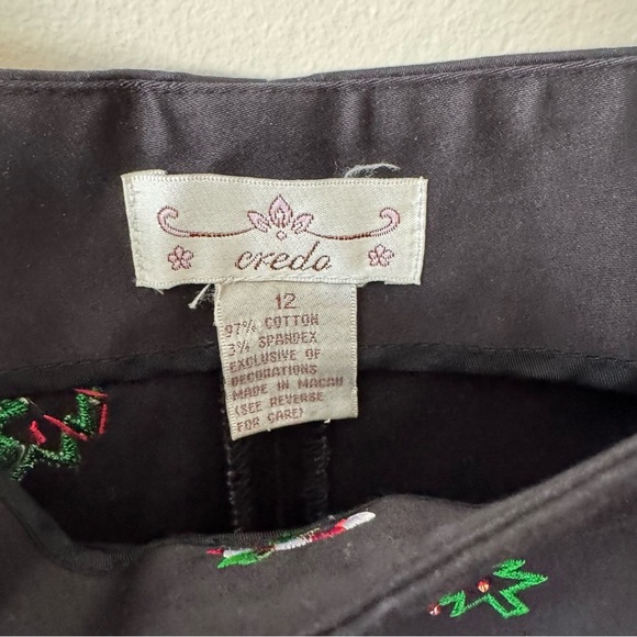 Credo Festive Holiday Christmas Black Pants Size 12 - Picture 4 of 5
